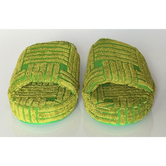 NIB $600 Bottega Veneta Intrecciato Resort Sponge Slipper Green 11 US 660245 main image 4